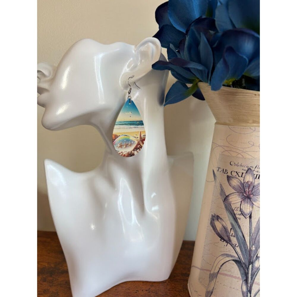 Beach Sand Shell Teardrop Earrings
